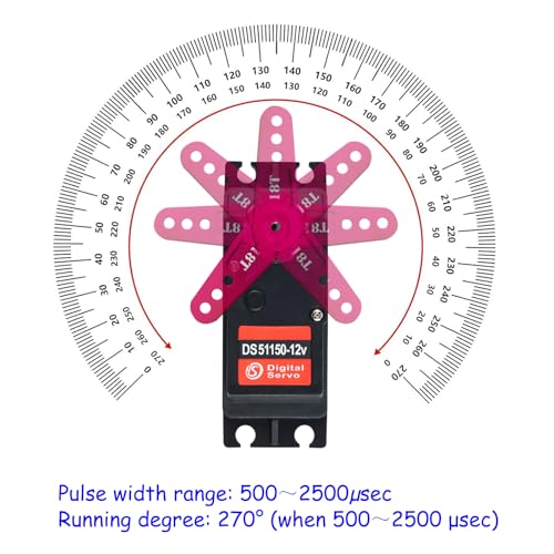 DIYmall 150KG DS51150 Digital RC Servo Full Metal Gear 270 Degree 12V Waterproof IP67 with 18T Servo Arm for Baja Car 15 RC Car - Image 5