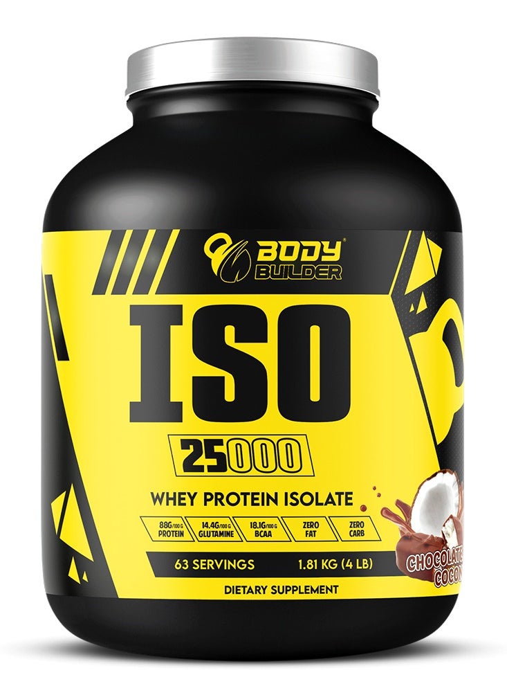 Body Builder Body Builder ISO 25000, Lean Muscles Growth, Rapid absorption of protein, Support Recovery, Chocolate Coconut Flavor, 4 Lbs  - Image 1