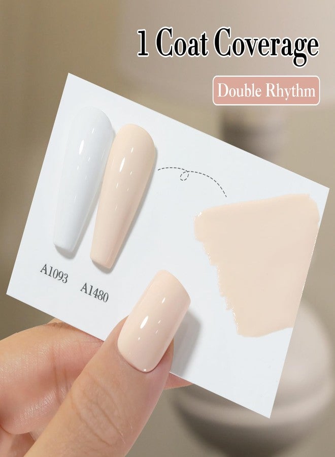 Double Rhythm 15ML Gel Polish Pure Sheer Same Color Same Bottle Soak Off Gel Polish Art Manicure Salon DIY at Home for Women (Cream White-A1480) - Image 4