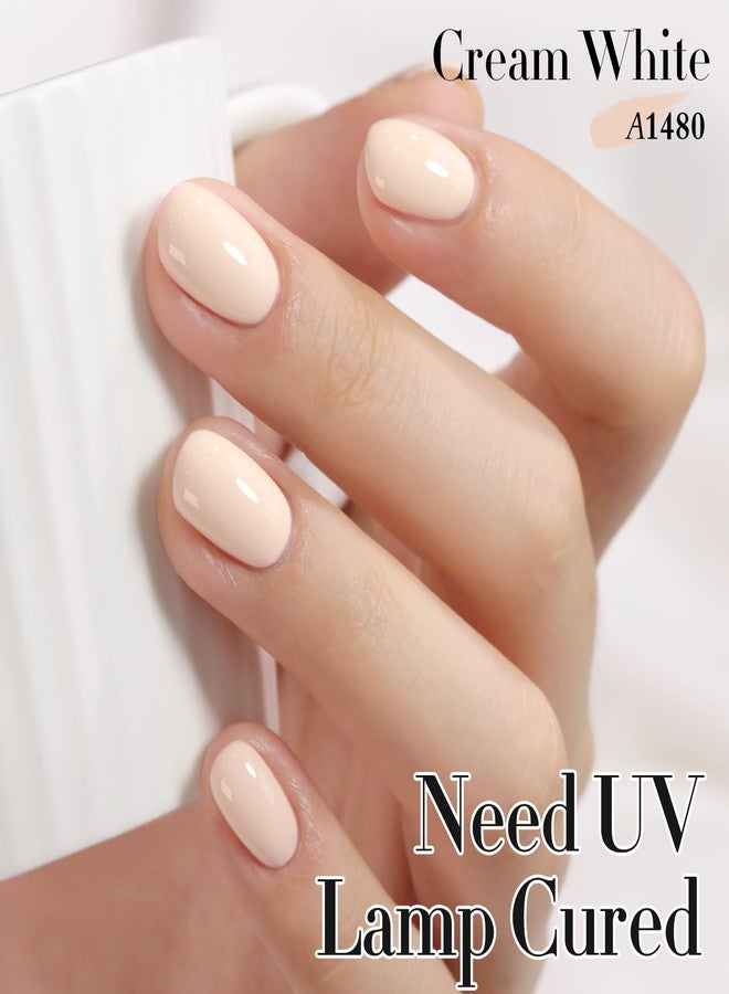 Double Rhythm 15ML Gel Polish Pure Sheer Same Color Same Bottle Soak Off Gel Polish Art Manicure Salon DIY at Home for Women (Cream White-A1480) - Image 2