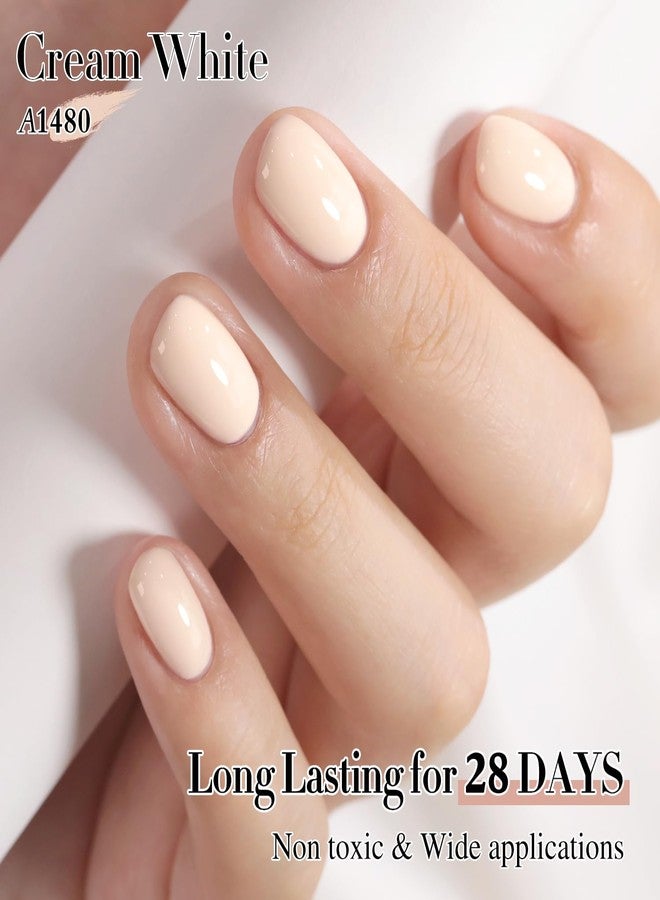 Double Rhythm 15ML Gel Polish Pure Sheer Same Color Same Bottle Soak Off Gel Polish Art Manicure Salon DIY at Home for Women (Cream White-A1480) - Image 5