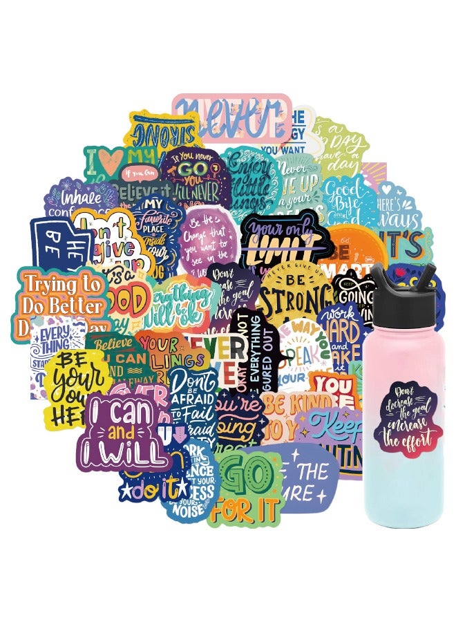 50Pcs Inspirational Words Stickers Pack, Motivational Quote Stickers for Teens and Adults, Vinyl Decals for Water Bottles Laptop Phone Case - Image 1