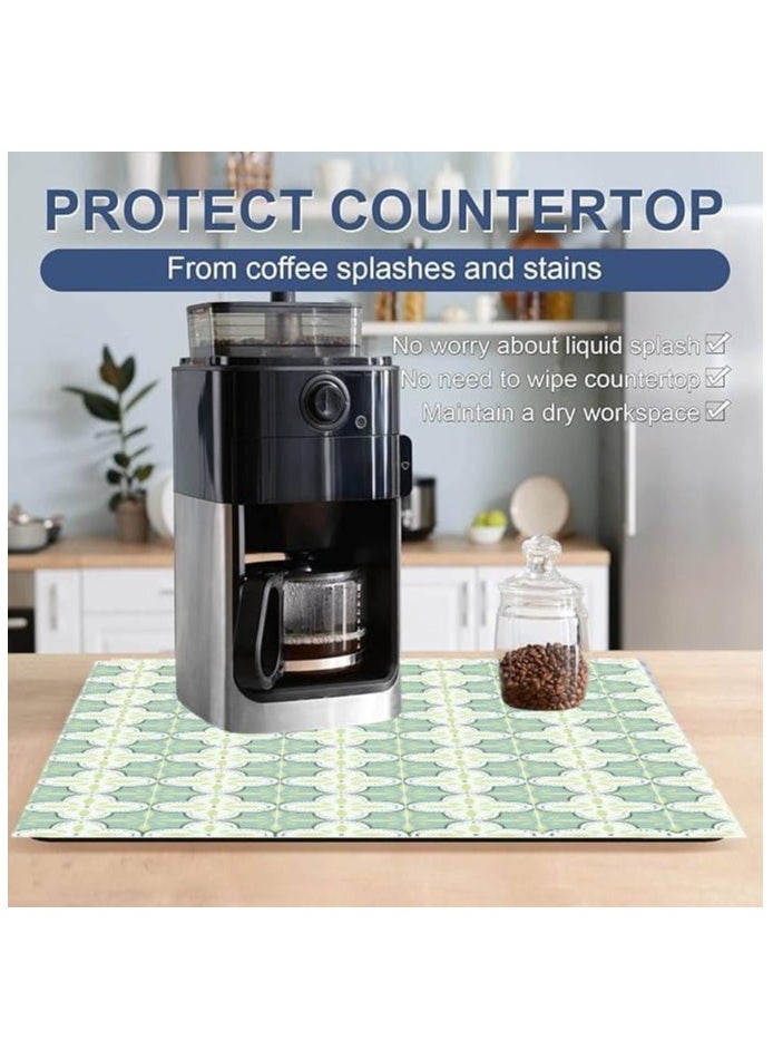 LESTER LESTER Kitchen Drying Mat, Water Absorbant Super Absorbent Kitchen dryer Mat, Quick Drying Bathroom Carpet, Non-slip Entrance Doormat Diatom Leather Skin Floor Mats Home Decor Set Rectangle Shape Green Pattern Design Green Color 50x80cm  - Image 3