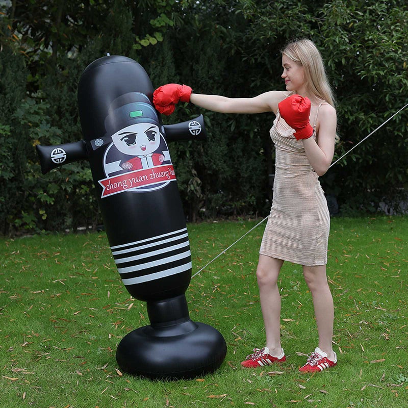 Generic Cross-border inflatable strike column boxing column fitness children pvc thickened tumbler three-dimensional catharsis sandbag manufacturers Black number one scholar ( 1.6m )