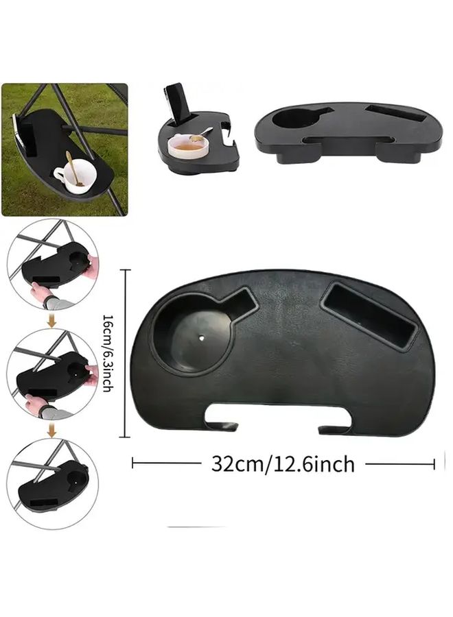 Zero Gravity Chair Cup Holder With Phone Slot 12 Inch Wide Black Plastic Tray - Image 4