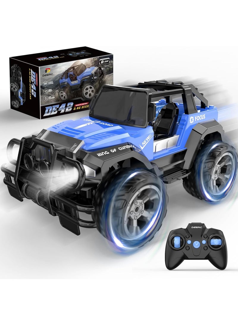 DEERC Remote Control Car RC Racing Cars,1:18 Scale 80 Min Play 2.4Ghz LED Light Auto Mode Off Road RC Trucks with Storage Case,All Terrain SUV Cars - Image 1