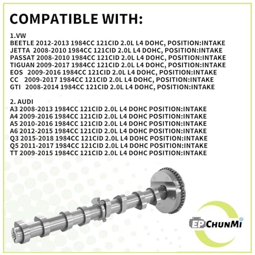 EPChunMi Intake Camshaft Timing Gear Assembly for 2008-2017 VW Passat Golf Tiguan GTI Beetle for Audi Q5 A4 A6 2.0L EA888 Engine CBFA CCTA Replace 06H109021G 06H109021K 06L109021H 06H109021J - Image 5