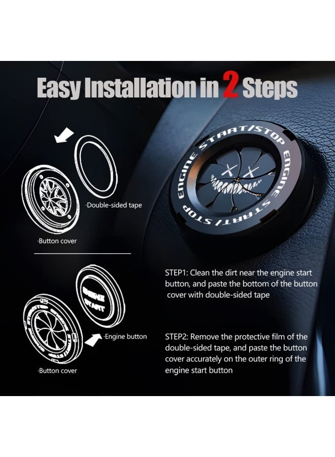 2 Pieces Turn Push Start Button Covers with Smiling Devil Design, Auto Accessories Engine Start Stop Button Covers, Motorcycle Ignition Key Switch Covers (Black and Red) - Image 5