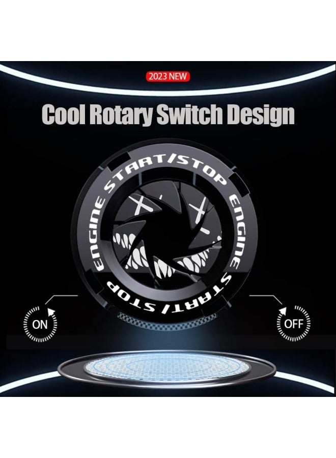 2 Pieces Turn Push Start Button Covers with Smiling Devil Design, Auto Accessories Engine Start Stop Button Covers, Motorcycle Ignition Key Switch Covers (Black and Red) - Image 3