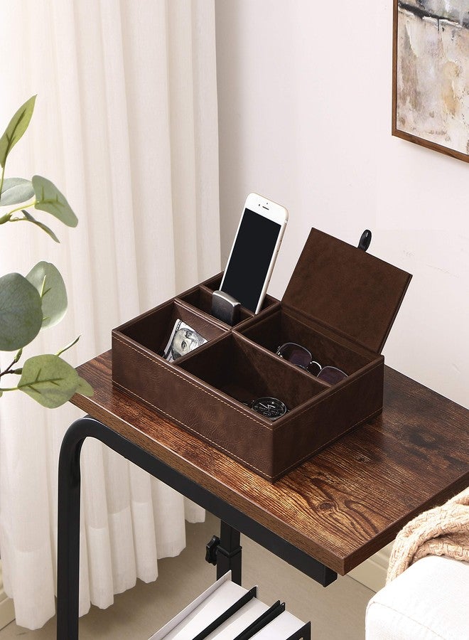 BEWISHOME Mens Valet Tray for men, Nightstand Organizer, Dresser Organizer, Catch All for Mens AccessoriesFaux Leather,Brown SSH06Z - Image 5