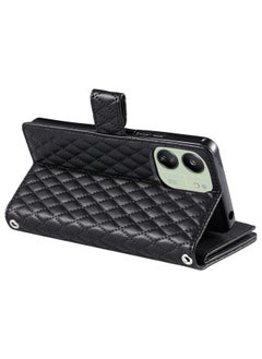 erorex Case For Xiaomi Redmi 13C 4G/5G Glitter Lattice Zipper Wallet Leather Phone Case  - Image 5