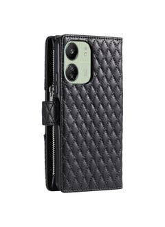 erorex Case For Xiaomi Redmi 13C 4G/5G Glitter Lattice Zipper Wallet Leather Phone Case  - Image 3