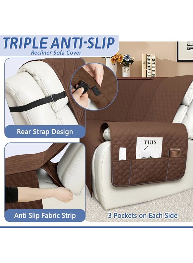 Arfntevss Recliner Sectional Couch Covers 1OO% Waterproof L Shape Sofa Cover for Reclining L Shaped Sectional Slipcover Dog Washable Corner Non Slip Protector (5 Seater with 1 Console, Coffee) - Image 4