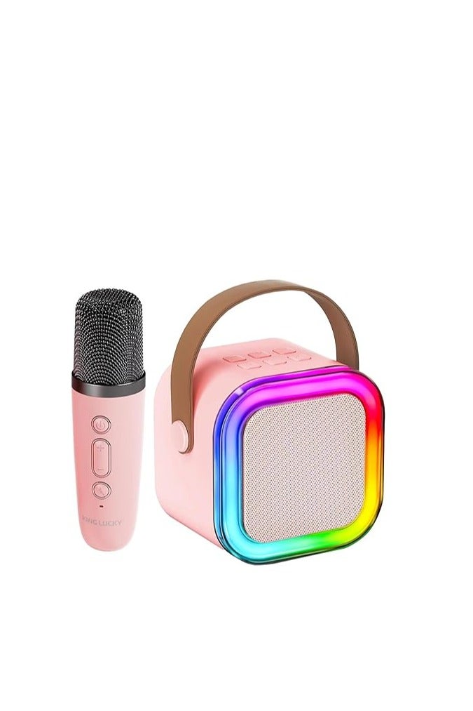 Mini Karaoke Machine for Kids Gifts Adults (Cute Little & Portable) Bluetooth Speaker with Wireless Microphone (Sound Loud) Birthday Gifts for Girls 3-12 Years Old Toddler Toys - Pink - Image 1
