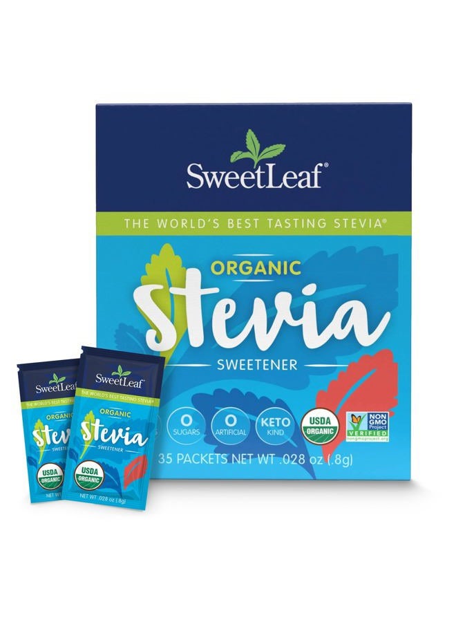 SweetLeaf Organic Stevia Powder Packets - Zero Calorie Sweetener with Stevia Leaf Extract, No Artificial Sweetener Additive, Sugar Free, Keto Friendly, Non GMO, Gluten Free - 35 Packets (Pack of 1) - Image 1