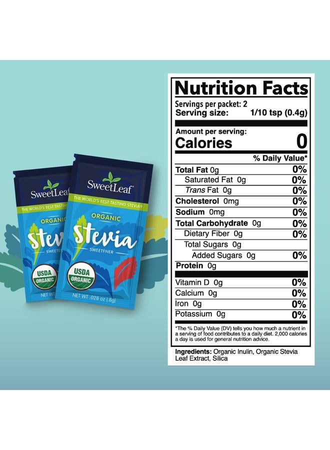 SweetLeaf Organic Stevia Powder Packets - Zero Calorie Sweetener with Stevia Leaf Extract, No Artificial Sweetener Additive, Sugar Free, Keto Friendly, Non GMO, Gluten Free - 35 Packets (Pack of 1) - Image 2