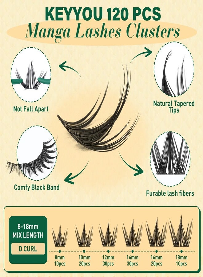 KEYYOULASH Manga Lash Clusters 8-18mm Fairy Eyelash Clusters Natural DIY Lash Extension Wispy with Soft Thin Band(MG03) - Image 2