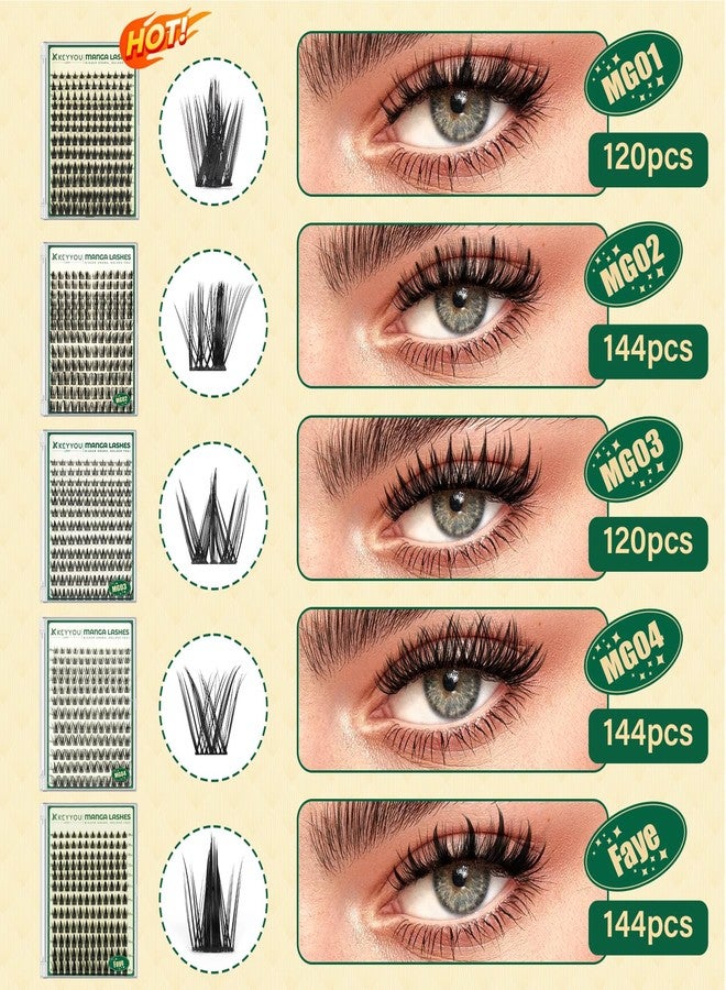 KEYYOULASH Manga Lash Clusters 8-18mm Fairy Eyelash Clusters Natural DIY Lash Extension Wispy with Soft Thin Band(MG03) - Image 5