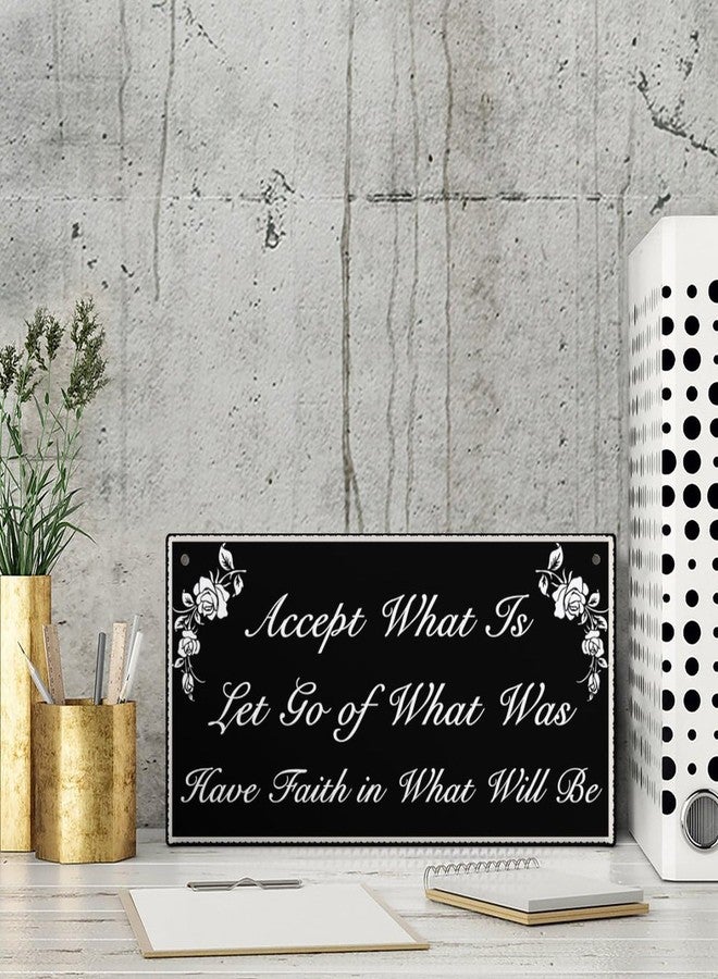 Henntile Accept What is Let Go of What Was Have Faith in What Will Be Hanging Sign Decorative Wood Sign Home Decor Wood Door Sign Plaque 12" x 6" - Image 4