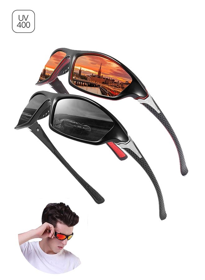 Sweet Life 2Pcs Sports Polarized Sunglasses For Men Cycling Driving Fishing UV400 Protection - Image 1
