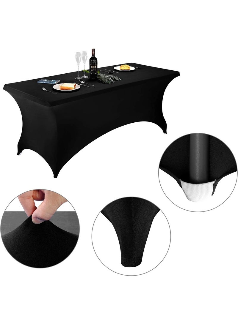 MOMENT [1.8M / 6FT] Spandex Tablecloth, 6FT Table Cover Rectangular Stretch Table Cloth Tight Fit Tablecloth for Parties, Trade Shows, Weddings and Events of All Kinds [Color : Black] - Image 5