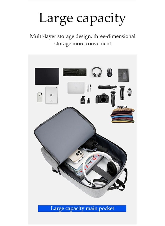 DUNISO - Large Capacity Dual-Shoulder Computer Bag, High-Density Scratch Resistant And Waterproof Fabric Laptop Backpack With USB Charging Port, Comfortable Shoulder Strap And Reflective Logo,Grey - Image 1
