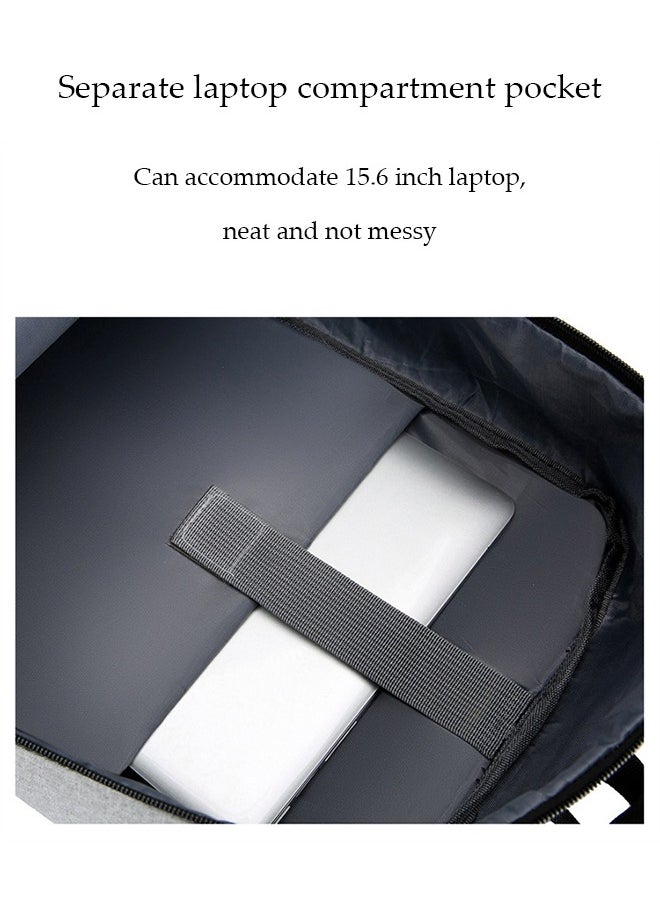 DUNISO - Large Capacity Dual-Shoulder Computer Bag, High-Density Scratch Resistant And Waterproof Fabric Laptop Backpack With USB Charging Port, Comfortable Shoulder Strap And Reflective Logo,Grey - Image 1