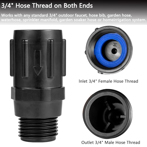Breezliy 2pcs Garden Hose Pressure Regulator 25 PSI, 3/4" FHT × 3/4“ MHT, Pressure Reducer, Great for Drip Irrigation System Distributing Regulator drip Irrigation Parts emitters for drip line (2 Pack) - Image 4