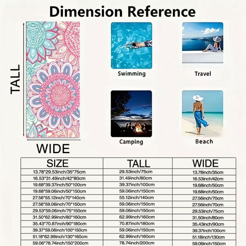 Mandala Design 150cm By 200cm Soft Lightweight Portable Beach Towel Machine Washable For Men And Women Suitable For Pool Fitness Diving Camping - Image 5