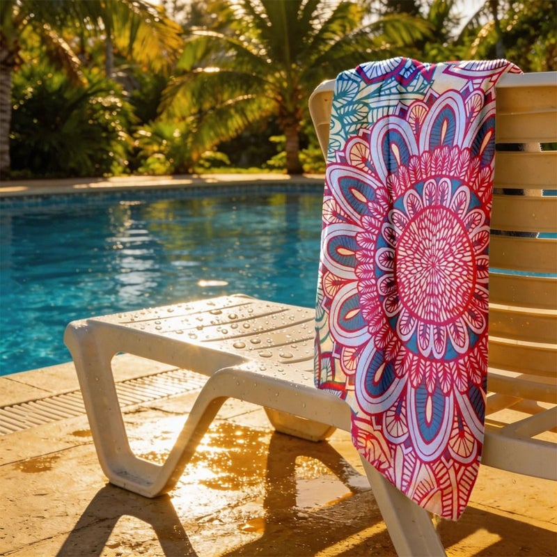 Mandala Design 150cm By 200cm Soft Lightweight Portable Beach Towel Machine Washable For Men And Women Suitable For Pool Fitness Diving Camping - Image 4