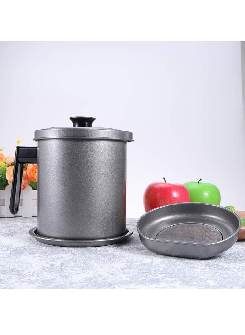 DubaiGallery Oil Keeper Storage Can with Stainless Steel Fine Strainer for Kitchen Cooking 1.7L - Image 1