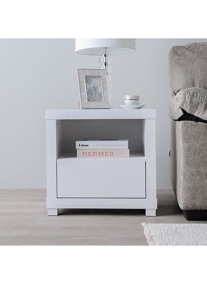 DANUBE HOME Kalmal End Table Multifunctional Living Room Table Space Saving Side Table Modern Design Furniture for Home Bedroom  L 55 x W 40 x H 53 cm Pearl White  - Image 1