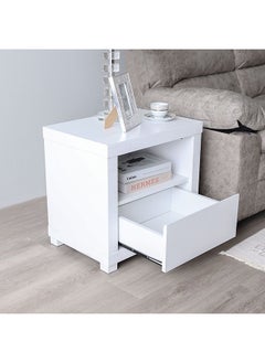 DANUBE HOME Kalmal End Table Multifunctional Living Room Table Space Saving Side Table Modern Design Furniture for Home Bedroom  L 55 x W 40 x H 53 cm Pearl White  - Image 3