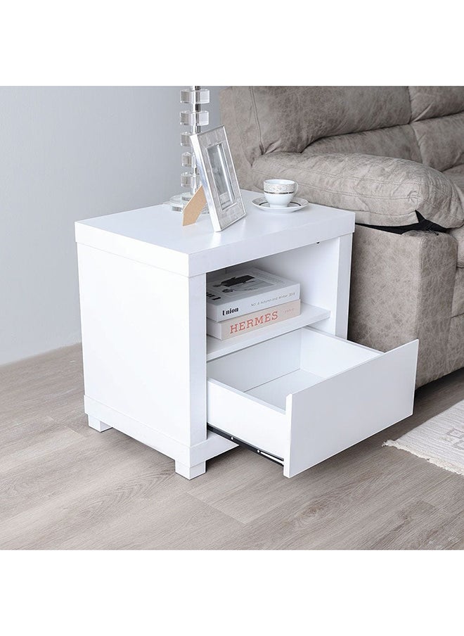 DANUBE HOME Kalmal End Table Multifunctional Living Room Table Space Saving Side Table Modern Design Furniture for Home Bedroom  L 55 x W 40 x H 53 cm Pearl White  - Image 3