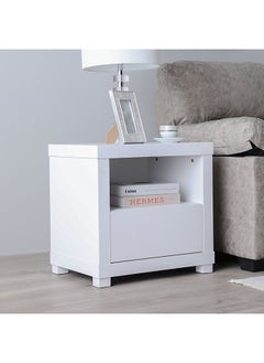 DANUBE HOME Kalmal End Table Multifunctional Living Room Table Space Saving Side Table Modern Design Furniture for Home Bedroom  L 55 x W 40 x H 53 cm Pearl White  - Image 2