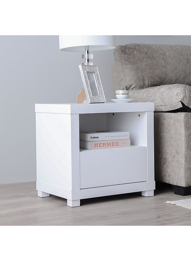DANUBE HOME Kalmal End Table Multifunctional Living Room Table Space Saving Side Table Modern Design Furniture for Home Bedroom  L 55 x W 40 x H 53 cm Pearl White  - Image 2