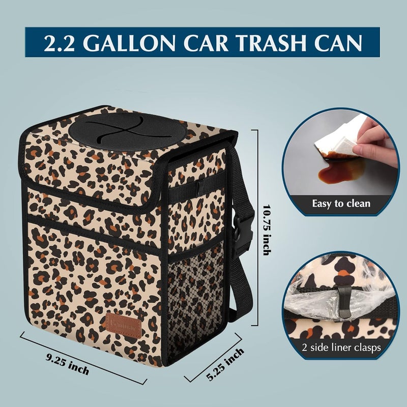 Femuar Leopard Print Car Trash Can - Image 2