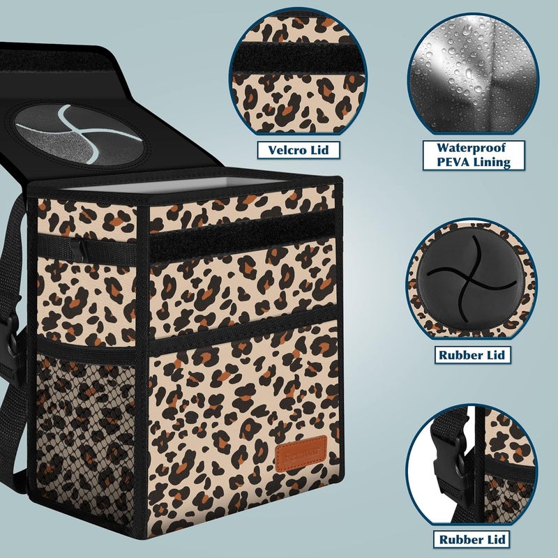 Femuar Leopard Print Car Trash Can - Image 5