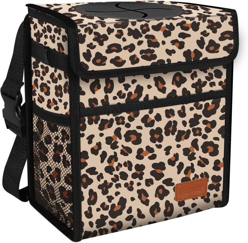 Femuar Leopard Print Car Trash Can - Image 1