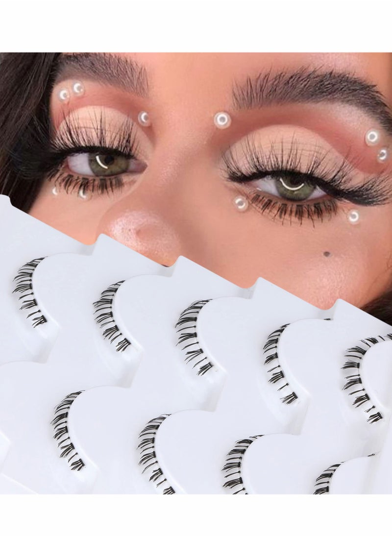 Excefore False Eyelashes Bottom Lashes Natural Look Wispy Mink Clear Band DIY Reusable Soft Handmade Pack  - Image 1