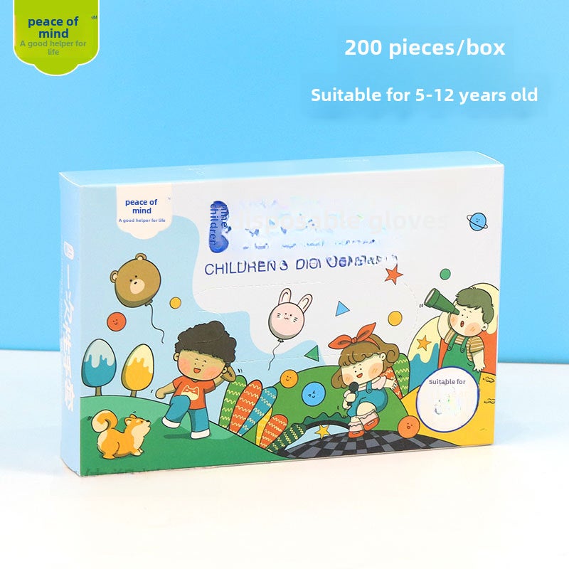 Kids Disposable Gloves 200-ct Boxed Food Safe Medium and Large children (5-12 years old) 200 PCs/box 