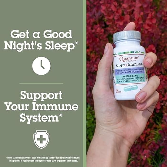 Quantum Health Sleep Immune Support Supplement Melatonin 2mg L Theanine & Valerian Root Plus Elderberry Vitamin C & D Immunity Boost - 30 Capsules - Image 3