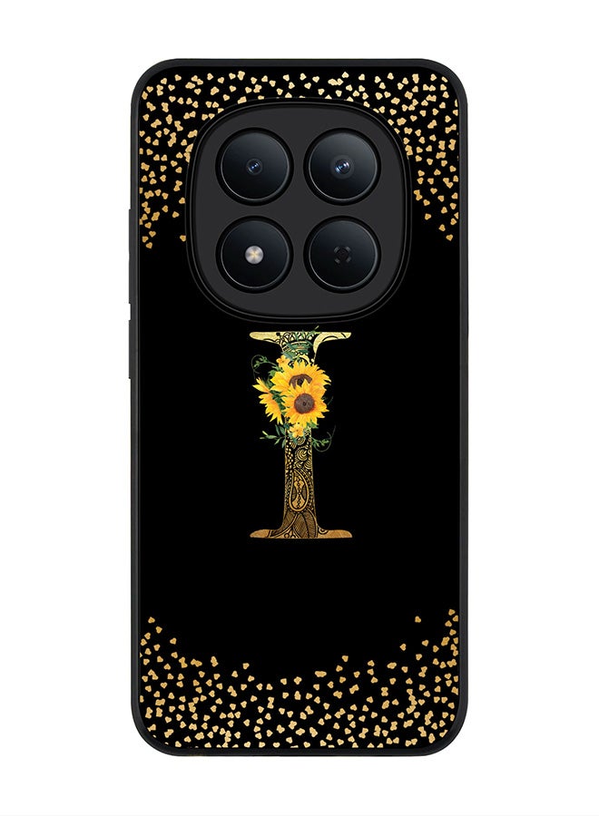 For Xiaomi Redmi Note 15 Pro 5G Case,Slim fit Camera Protection, Shockproof Thin Phone cover  - Custom Floral Monogram - I ( Black )