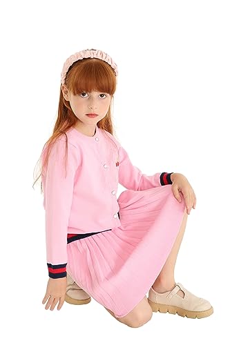 Mud Kingdom Knit Sweater Outfits for Toddler Girls Cute Cherry Pink 4T - Image 4