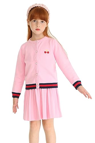 Mud Kingdom Knit Sweater Outfits for Toddler Girls Cute Cherry Pink 4T - Image 2