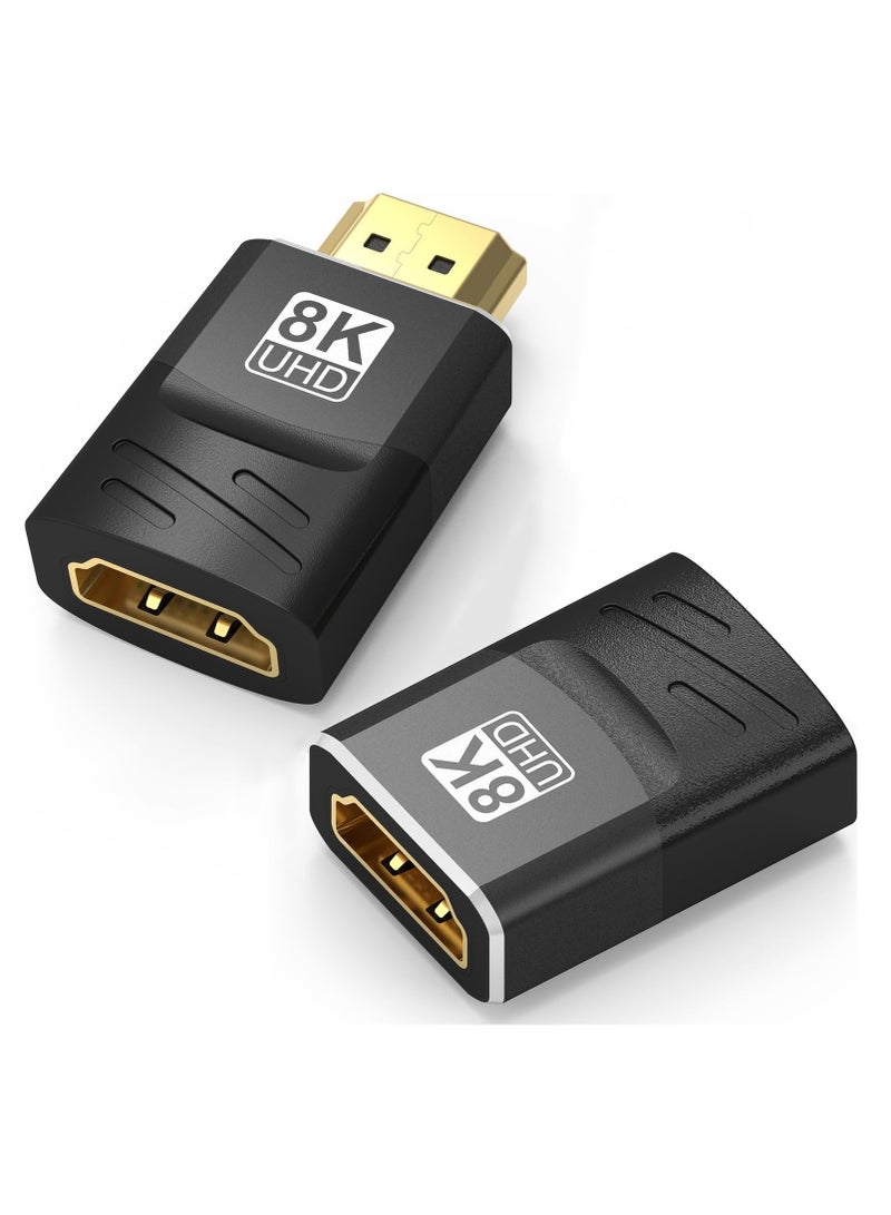 Excefore 2 Pack 8K HDMI Coupler, 2.1 Female to Female Adapter and HDMI Male to Female Connector, Support 8K@60Hz, 4K@120Hz, HDR, eARC, Suitable for Laptop, PC, Monitor  - Image 1