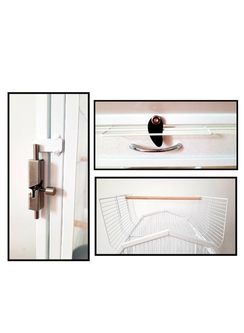 قفص بواجهة من الأكريليك من SHAMWA قفص ببغاء مع حامل متحرك 2 أعواد خشبية 2 حاوية طعام كبيرة مع حامل علوي للببغاوات الكبيرة مثل الكاسكو والكوكاتو والكونيور والببغاء والبادجي والسمك 123.57.57 سم - Image 2