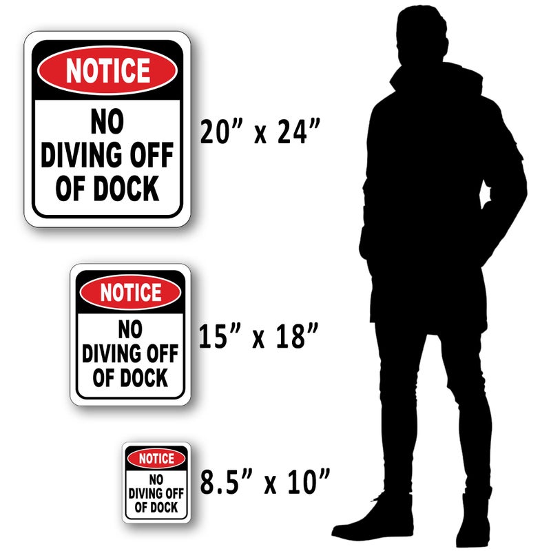 Work House Signs Notice No Diving Off Of Dock Outdoor Signs - Surface Dock Sign - Pool Signs - Safety Outdoor Sign - No Diving Sign - Danger Sign - No Diving Pool Sign - Danger Deck - 8.5" X 10" - Image 4