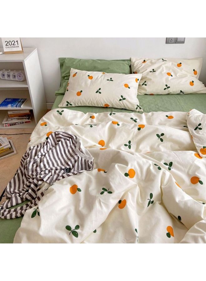 طقم لحاف من القطن المغسول مكون من أربع قطع من Nanjiren لسرير سكن الطلاب، طقم لحاف مكون من ثلاث قطع - اللون: برتقالي جميل - المواصفات: 2 × 2.3 متر [غطاء لحاف فردي]] - Image 1