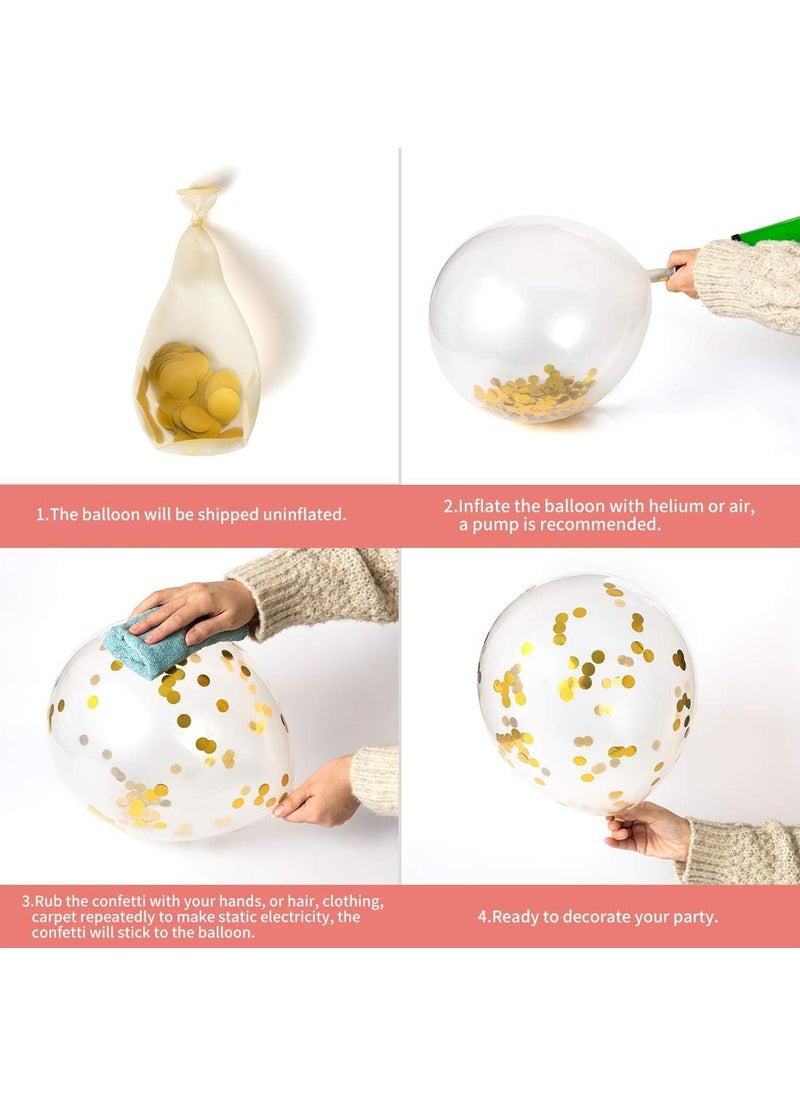 MAGJUCHE Gold 80th Confetti Latex Balloons Woman or Man Happy 80 Years Birthday Party Balloon Decoration With Confetti 12in 16 Pack  - Image 3